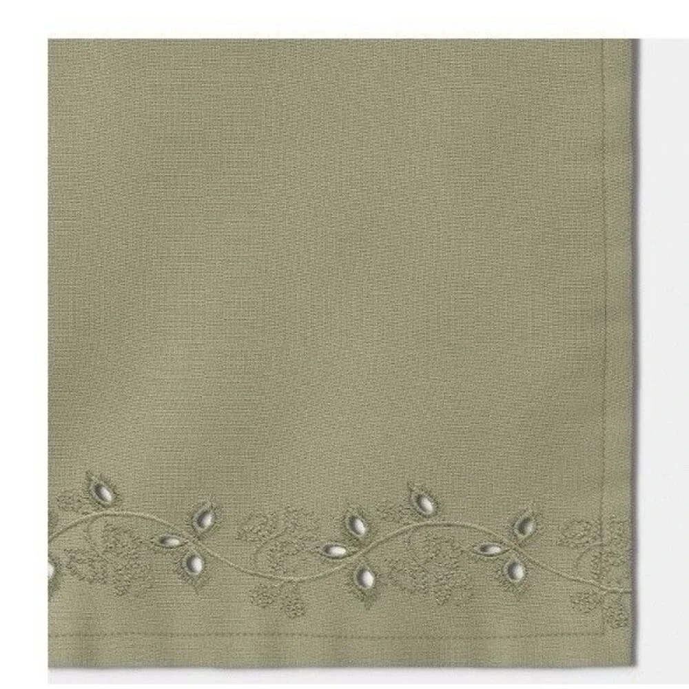 Table Runner 100% Cotton Eyelet Green Threshold 14” X 72”